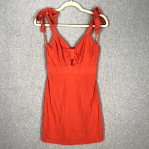 Monteau Dress Womens Small‎ Orange Strap Tie Bow Western Preppy Festival Rodeo